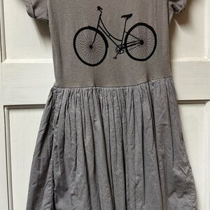 Stylish Gray Bicycle Print Casual Dress